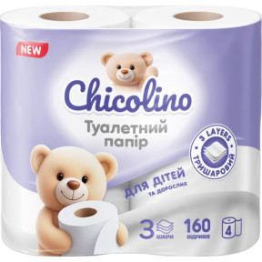 Туалетний папір Chicolino білий, 3 шари, 4 рулони